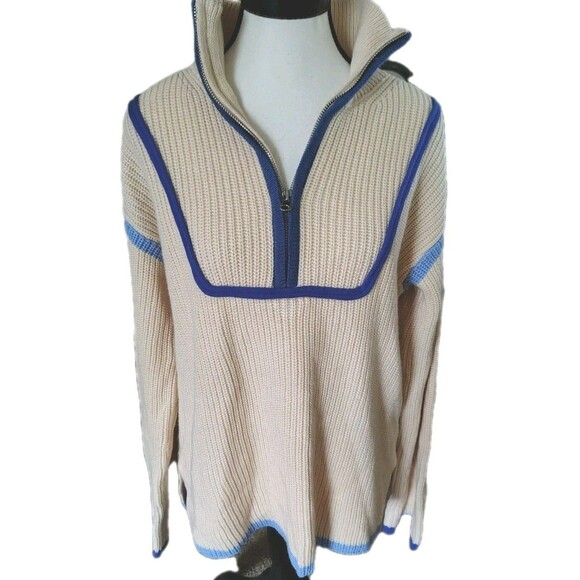 English Factory Sweater Contrast Trim Piping 1/4 Zip Collared Neck Size S... - Picture 7 of 12